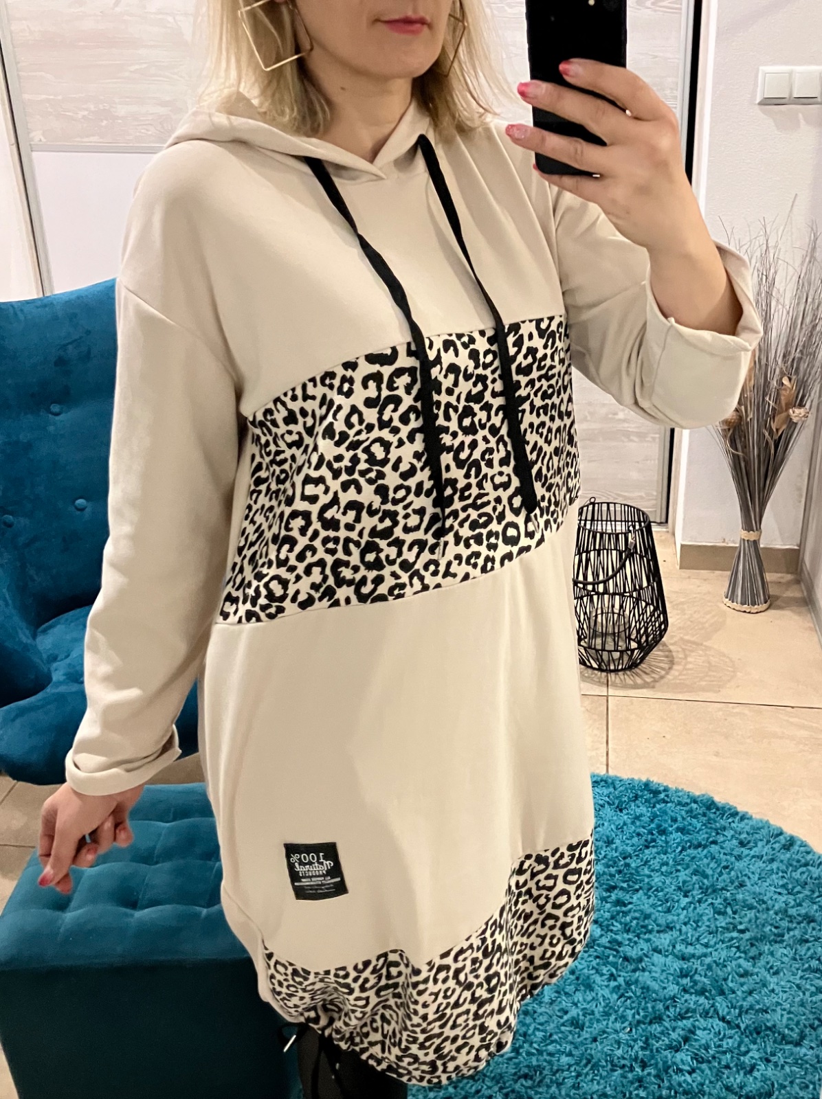 Dámske šaty s kapucňou a leopardím vzorom (UNI - M,L,XL,XXL)